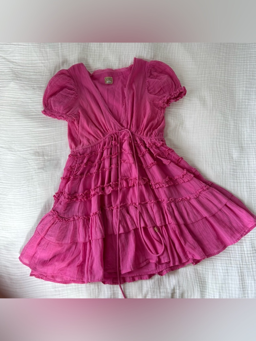 Free people free-est Darcy mini dress babydoll pink cotton ruffle xs